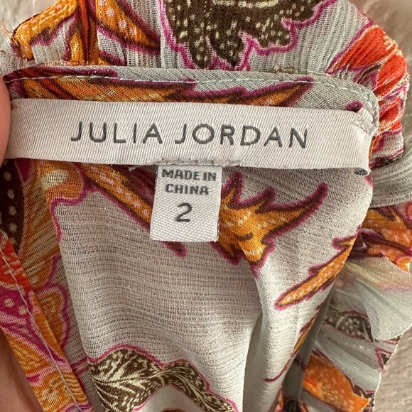 Julia Jordan Ruffled Mock Neck Long Sleeve Tie Waist Dress Size 2 - Picture 5 of 5